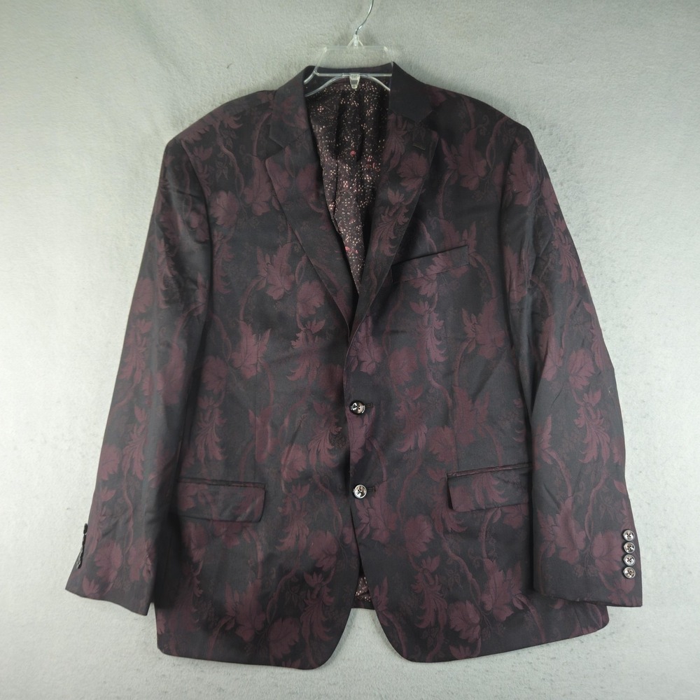 Robert Graham Sport Coat Mens 46R Red Floral Wool Tailored Fit Blazer Formal
